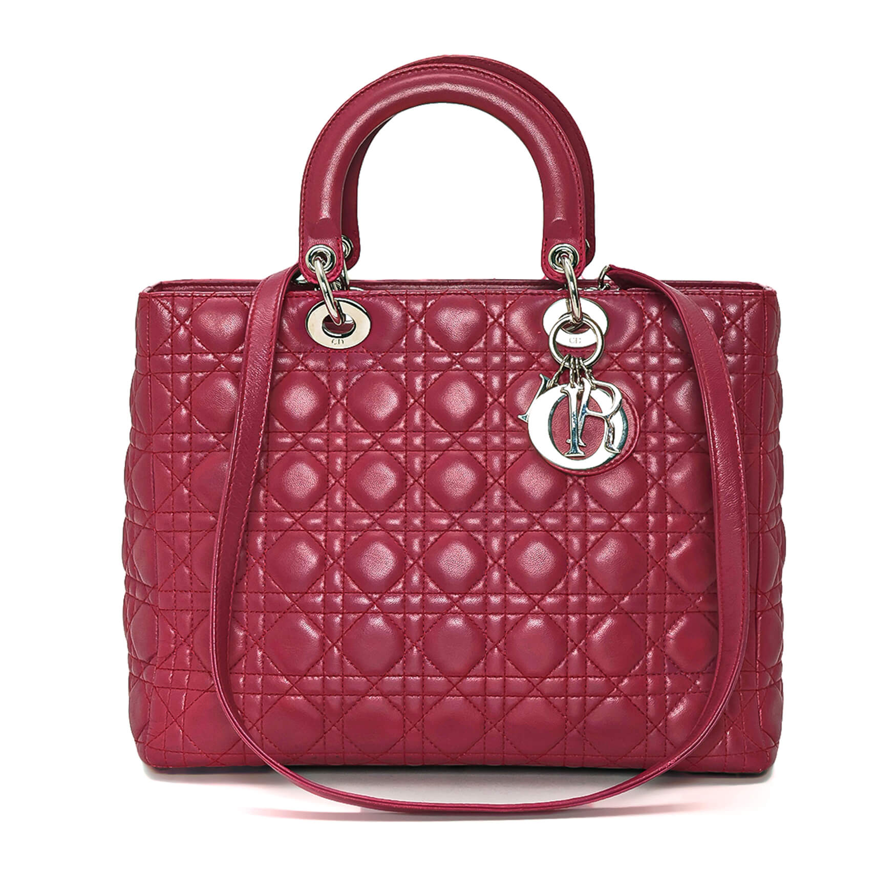 Christian Dior - Pink Cannage Leather Medium Lady Dior Bag
